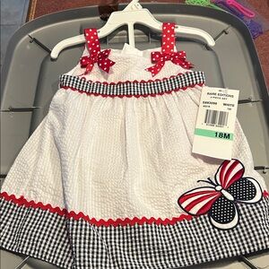 Girls 18 month new nwt seersucker Gigham butterfly patriotic summer 4th of July